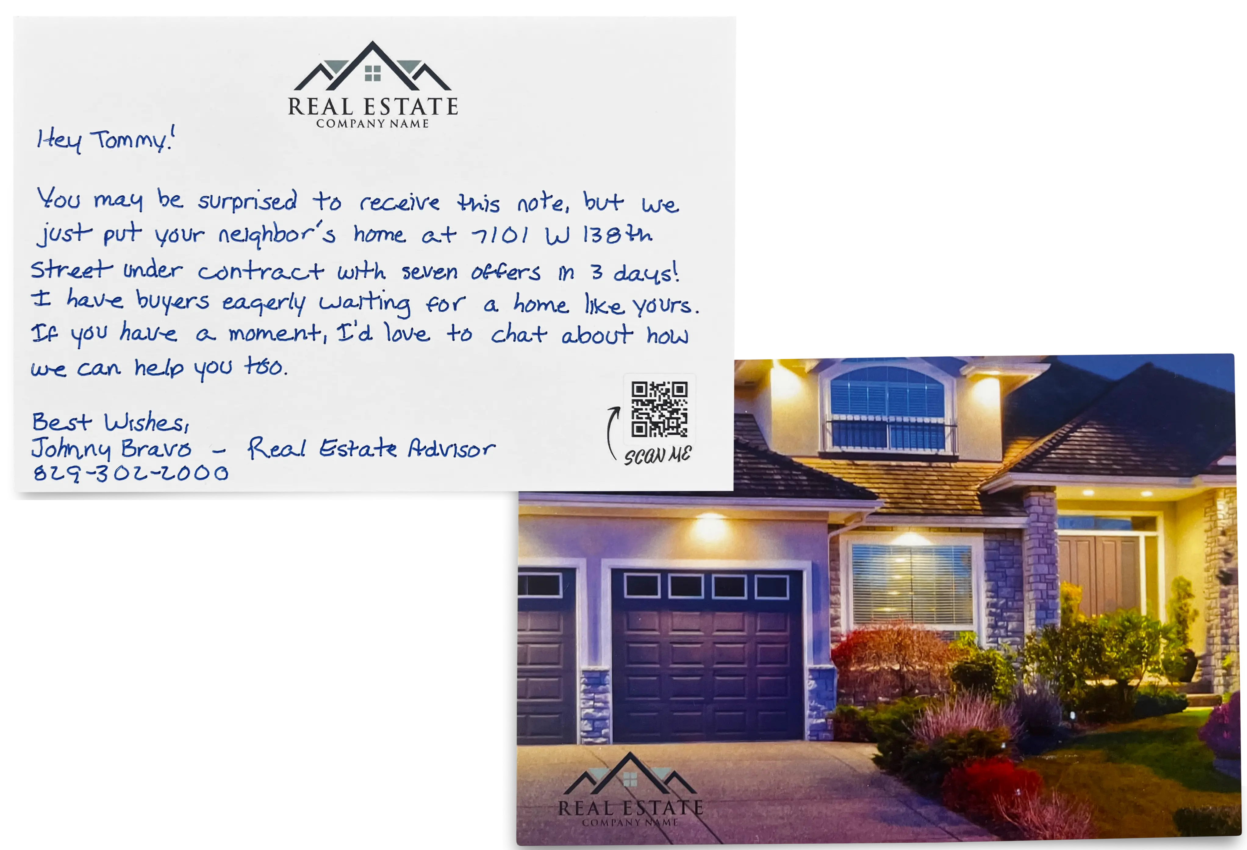 Handwritten card set and envelopes